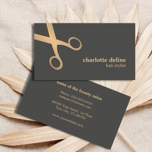 Cartão De Visita Estilista de Cabelos de Tesoura Dourada Mínima de 