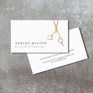 Cartão De Visita Estilista de Cabelos Dourados com Tesoura Mínima E