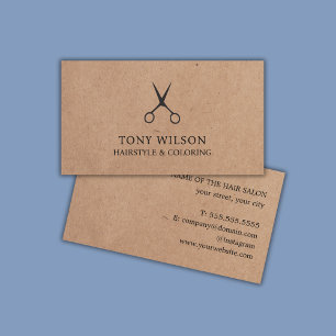 Cartão De Visita Estilista de Cabelos Legal com Tesoura Negra Mínim