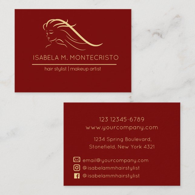 Cartão De Visita Estilista de Cabelos Minimalista (Frente/Verso)