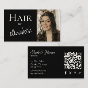Cartão De Visita Estilista de Salão de Cabelo Script Ícone Social F
