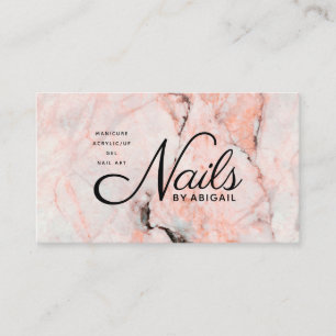 Cartão De Visita Estilista de unhas Douradas do Marble Rosa Branca