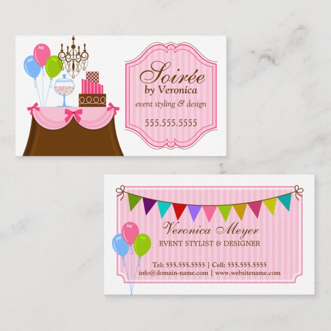 Cartão De Visita Estilista e design do evento (Frente/Verso)