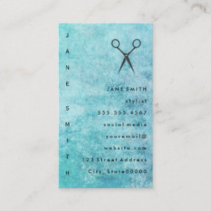 Cartão De Visita Estilista fino da textura das cinzas azuis