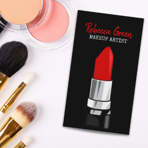 Cartão De Visita estilista maquiadora cosmetóloga batom vermelho