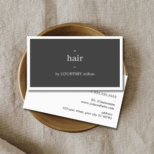 Cartão De Visita Estilista Minimal Escuro Cinza Branco