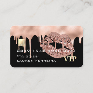 Cartão de Visita Estilo Cartão de Crédito Rosa com
