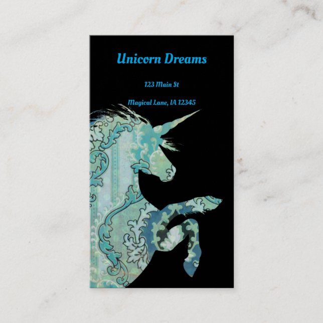 Cartão De Visita Estilo de Boho Unicorn (Frente)