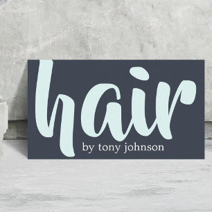 Cartão De Visita Estilo de Cabelo Branco Azul Moderno