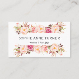 Cartão De Visita Estilo de Cabelo de Maqueamento da Frame de Flor d