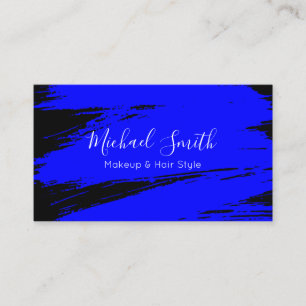 Cartão De Visita Estilo de Cabelo de Maquiagem Estilo Azul Moderno 