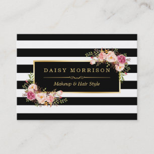 Cartão De Visita Estilo de Cabelo de Maquiagem Salão Decoração Dour