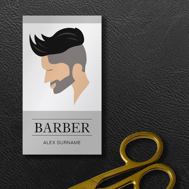 Cartão De Visita Estilo de Cabelo dos Homens Modernos Ilustração Ba (Business card design for barbers and hairdressers.)