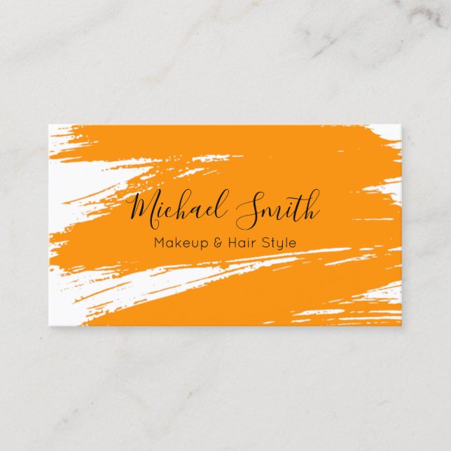 Cartão De Visita Estilo de Cabelo Makeup Estilo Laranja Moderno Tra (Frente)