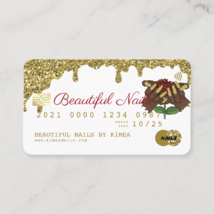Cartão De Visita Estilo de Crédito Dourado da Glitter de Discagem