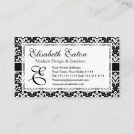 Cartão De Visita Estilo de Deco de Arte com Damasco Retroativo Bran