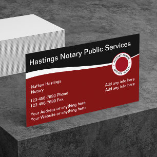 Cartão De Visita Estilo de Emblema de Notário Público Moderno