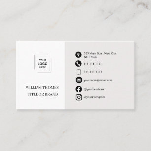 Cartão De Visita Estilo de Identidade de Marca com Logotipo Branco