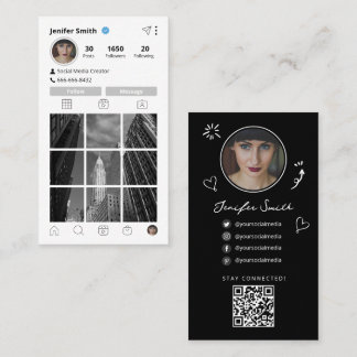 Cartão De Visita Estilo de Instagram com Ícones de Mídia Social e C
