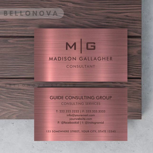 Cartão De Visita Estilo de Metal Puro, Rosa Personalizado, Profissi (Custom Pink Purple Metal Style Professional Business Card)