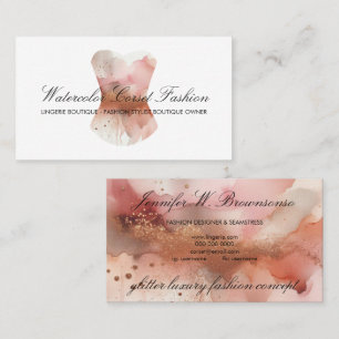 Cartão De Visita Estilo de Moda Esparilho Glitz Rosegold Aquarela