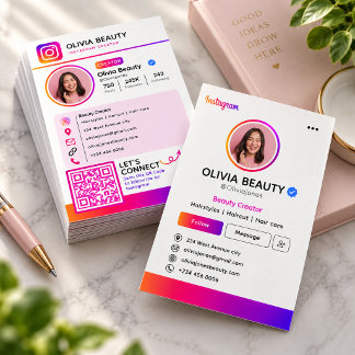 Cartão De Visita Estilo de Perfil de Instagram Moderno com Código Q