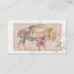 Cartão De Visita estilo de vintage bison art sepia em tons duplos