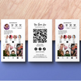 Cartão De Visita Estilo do Instagram Código Qr Branco Elegante Mode