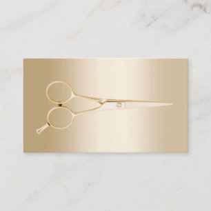 Cartão De Visita Estilo Dourado de Cabelo de Tesoura Elegante