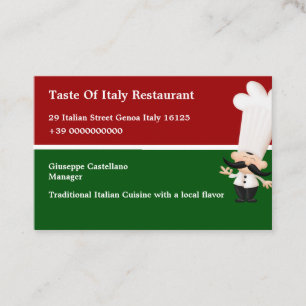 Cartão De Visita Estilo Europeu do Restaurante Italiano