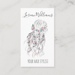 Cartão De Visita Estilo Floral de Cabelo Branco Branco Branco Moder