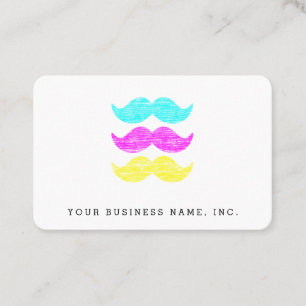 Cartão De Visita Estilo Letterpress CMY Mustaches Euro