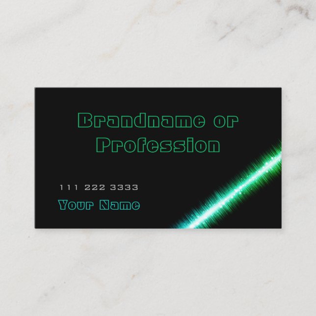 Cartão De Visita Estilo verde chic teal em preto clássico motonível (Frente)