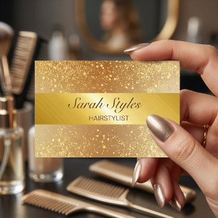 Cartão De Visita Estilos De Cabelo De Artista Glam Douradas Estrela