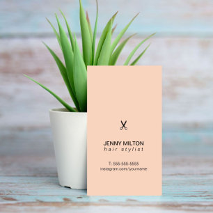 Cartão De Visita Estilos de Cabelo Rosa preto Elegante Simples