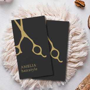 Cartão De Visita Estilos Dourados de Cabelo Moderno Minimalista Esc