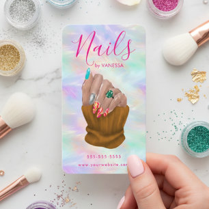 Cartão De Visita Estiloso Artista de Manicure Opal Salão de Unhas M