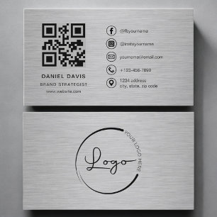 Cartão De Visita Estrategista de Marca Código QR de Metal