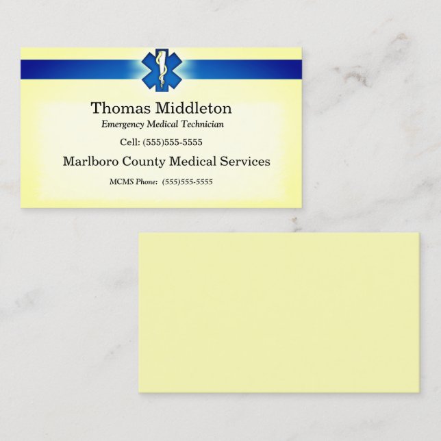 Cartão De Visita Estrela amarela do Marinho de vida útil EMS/Cartão (Frente/Verso)