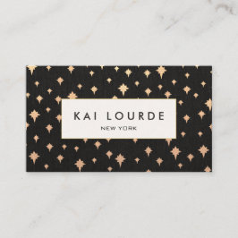 Cartão De Visita Estrela brilhante Dourada Chic Preta