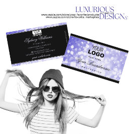 Cartão De Visita Estrelas brilhantes azuis de Pastel com logotipo p