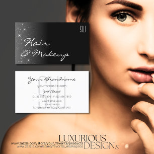 Cartão De Visita Estrelas brilhantes brancas e pretas com iniciaçõe