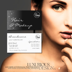 Cartão De Visita Estrelas brilhantes brancas e pretas com Na moda d