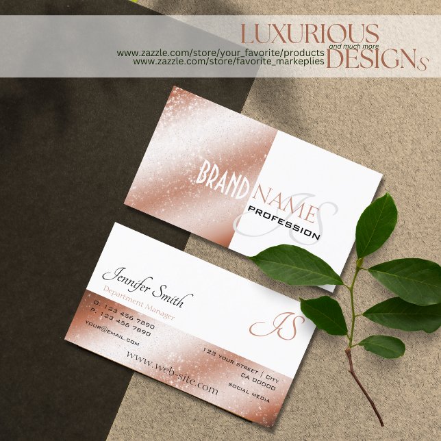 Cartão De Visita Estrelas Brilhantes Brancas rosa Douradas do Shimm (Criador carregado)