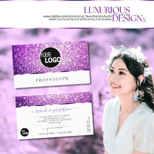 Cartão De Visita Estrelas brilhantes brancas roxas roxas Elegantes 