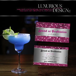 Cartão De Visita Estrelas brilhantes cor-de-rosa com brilho pratead