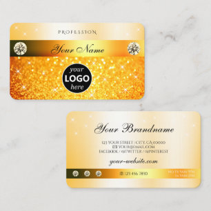 Cartão De Visita Estrelas brilhantes de brilho laranja de luxo com 
