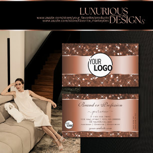 Cartão De Visita Estrelas de brilho brilhante Douradas do Rosa eleg