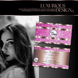 Cartão De Visita Estrelas de brilho cor-de-rosa-claro-Dourado com R