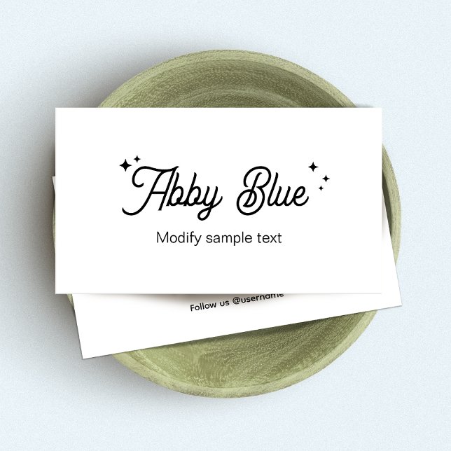 Cartão De Visita Estrelas de Fontes de Script Branco e Preto em Bra (Criador carregado)